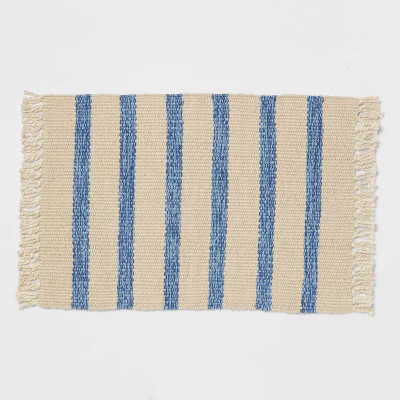 34" x 20" Jute Striped Kitchen Rug Blue - Threshold™ | Target
