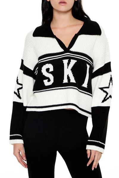 Ski Split-Neck Star Sweater | Forever 21