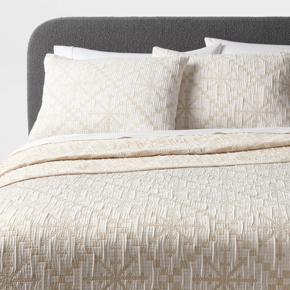 3pc Holiday Matelasse Quilt and Sham Set Ivory/Cream Snowflake - Threshold™ | Target