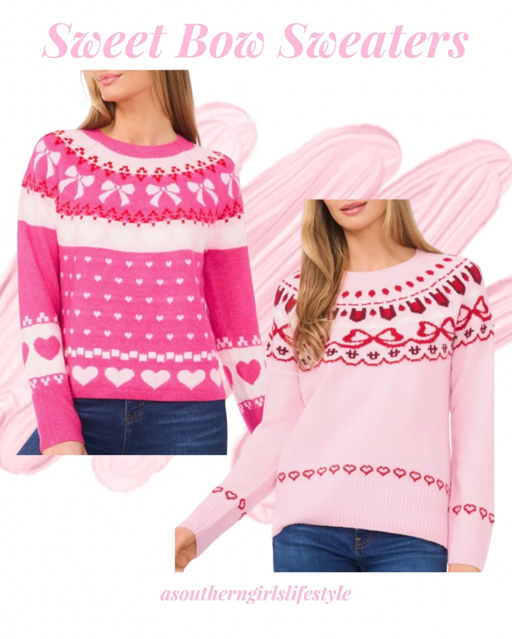 Sweet Pink Red Heart & Bow Fair Isle Sweaters - great for Valentine season or any season for us gals that love hearts 

Winter Women’s Outfit. Valentine’s Day. Valentines Outfit Women

#LTKSeasonal #LTKootd #LTKPetite