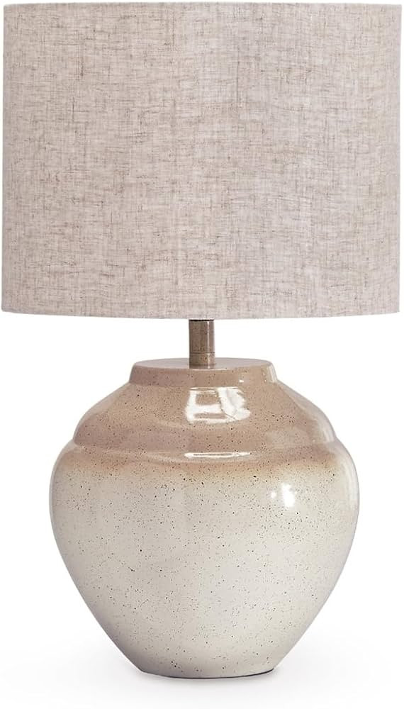 Signature Design by Ashley Waldish Rustic Table Lamp with Drum Shade, Beige | Amazon (US)