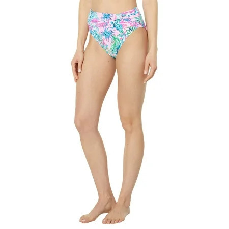 Lilly Pulitzer Yarrow High-Waisted Bikini Bottom for Women Offers Full Coverage Cut Shirring and Tie-Front Detail Eye-Catching Lilly Print Mandevilla Baby Paradise Petals 6 One Size | Walmart (US)