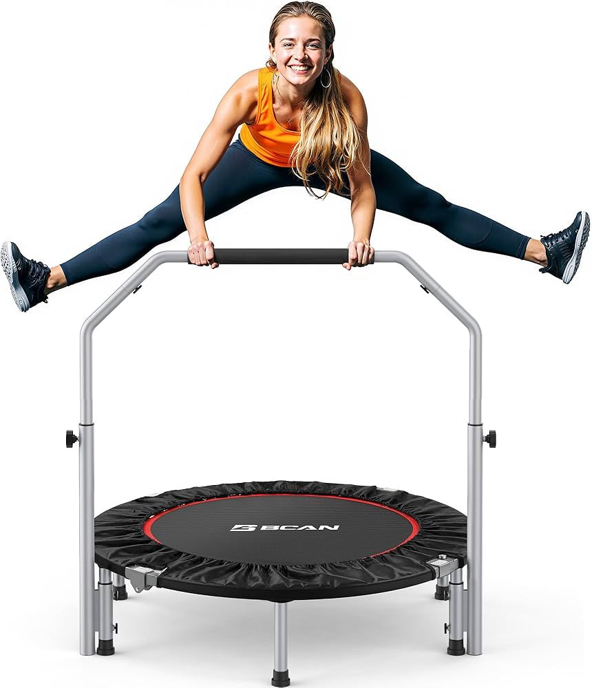 BCAN 40/48" Foldable Mini Trampoline Max Load 330lbs/440lbs, Fitness Rebounder with Adjustable Fo... | Amazon (US)