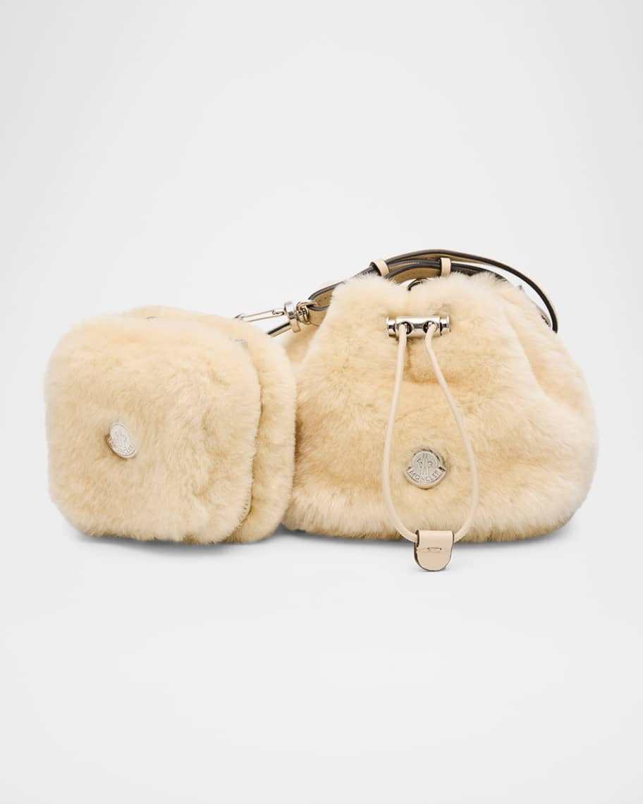 Shearling Double Pouch Bag with Wrist Strap | Neiman Marcus