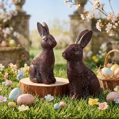 Thyle Chocolate Resin Bunny Statues Set of 2, Easter Brown Bunny Figurine Home Decoration Modern ... | Amazon (US)