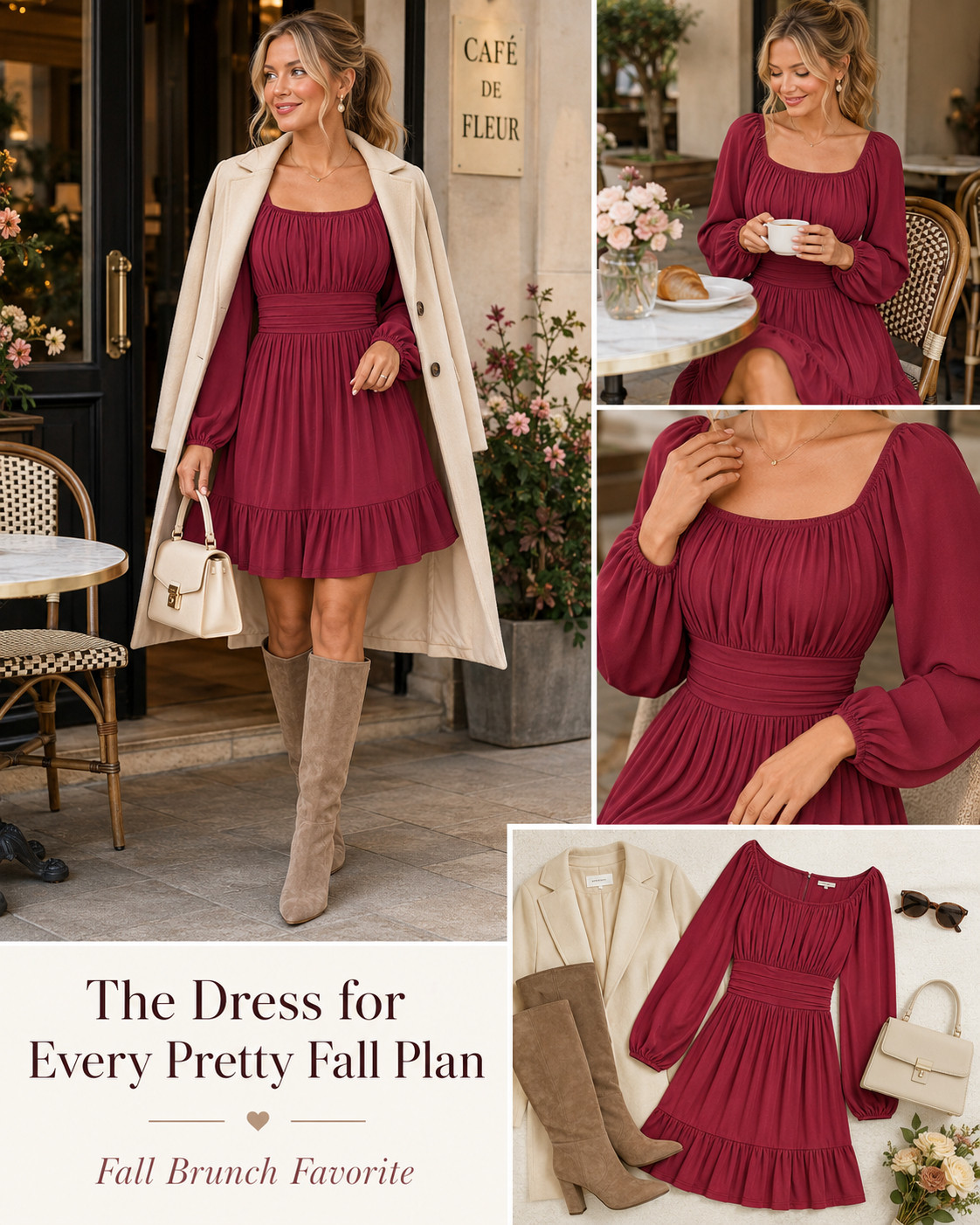 The ANRABESS fall dress that makes every brunch, date night, and seasonal plan feel instantly prettier. 🍷🍂

This rich berry-red ANRABESS mini dress has the most flattering fall silhouette—a feminine square neckline, softly gathered bodice, wide defined waistband, flowy A-line skirt, and romantic long balloon sleeves. 

The ruffle hem adds beautiful movement, while the comfortable waist gives you shape without feeling restrictive.

Style this Amazon fall dress with taupe knee-high boots, a cream coat, delicate gold jewelry, and a structured handbag for an elevated brunch outfit that looks polished without trying too hard. 

It would also be gorgeous with chocolate-brown accessories for a richer autumn look.

Perfect for fall brunch, date night, winery visits, Thanksgiving, family photos, birthday dinners, bridal events, vacation evenings, and holiday gatherings.

It’s comfortable enough to wear for hours, photo-ready from every angle, and easy to dress up or down throughout fall.

📌 SAVE this ANRABESS fall dress for every pretty plan on your calendar!

Everything is linked! ↓

#LTKActive #LTKSaleAlert #LTKTravel
