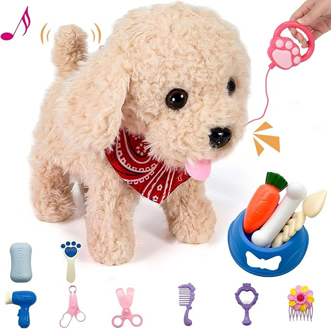 Interactive Walking Plush Puppy Toy Dog, Remote Control Electronic Robot Dog Realistic Wagging Ta... | Amazon (US)