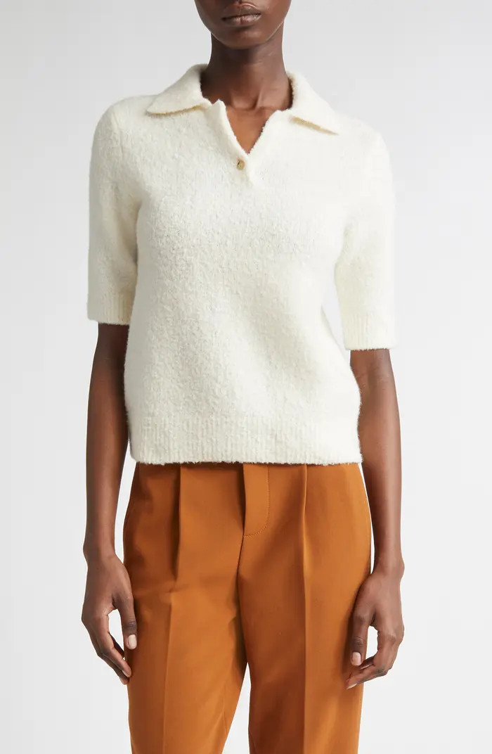 Vince Bouclé Short Sleeve Polo Sweater | Nordstrom | Nordstrom