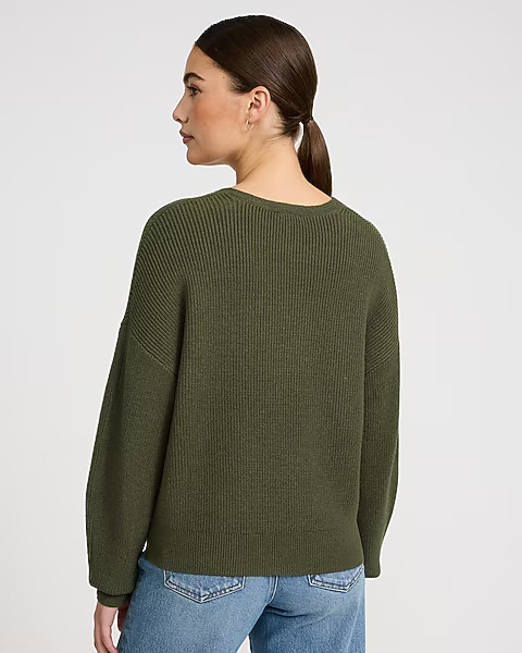 Ultrasoft Ribbed Relaxed V-Neck Sweater | Express