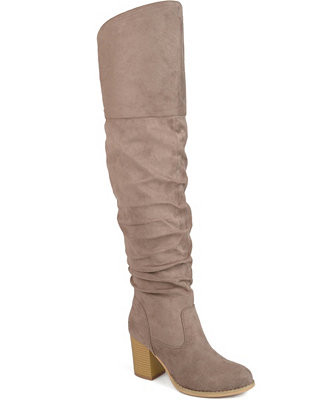 Journee Collection Women's Kaison Wide Calf Stacked Heel Over The Knee Boots - Macy's | Macy's