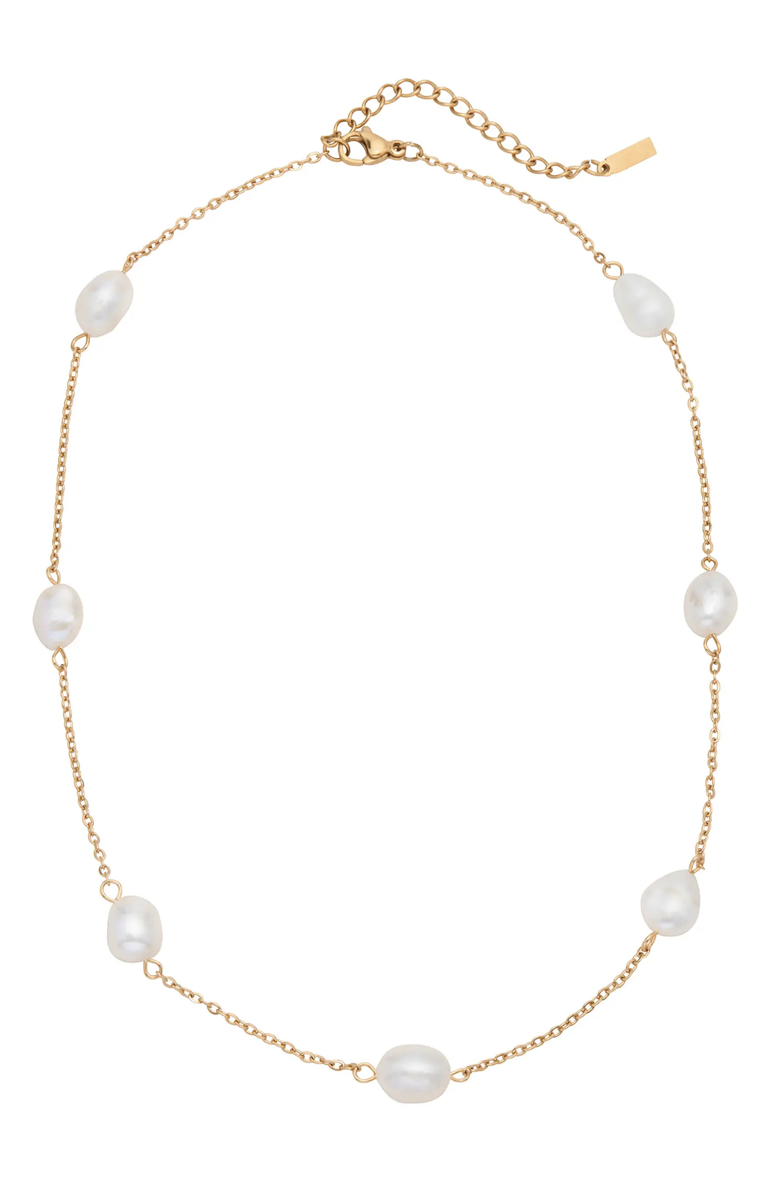 Adornia Freshwater Pearl Water Resistant Station Necklace | Nordstromrack | Nordstrom Rack