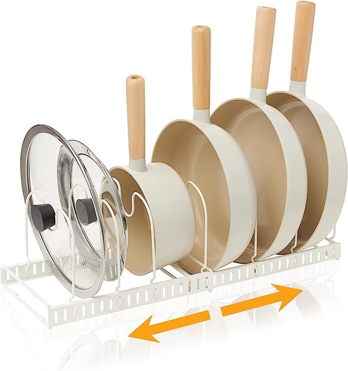 Pots and Pans Organizer for Cabinet,Pan Storage, and Kitchen Organization with 7 Expansible Pan R... | Amazon (US)