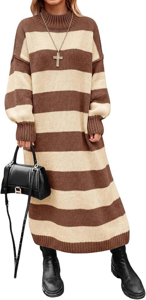 Saodimallsu Womens Oversized Sweater Dress Mock Neck Long Sleeve Casual Warm Chunky Knit Fall Win... | Amazon (US)