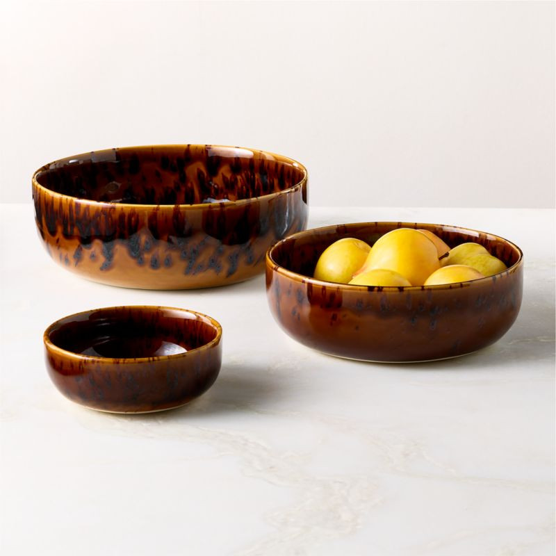 Tara 3-Piece Tortoise Serving Bowls | CB2 | CB2