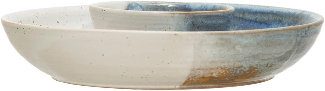Bloomingville Hand-Painted Stoneware, Reactive Glaze, Each One Will Vary Chip and Dip Bowl, 9" L ... | Amazon (US)