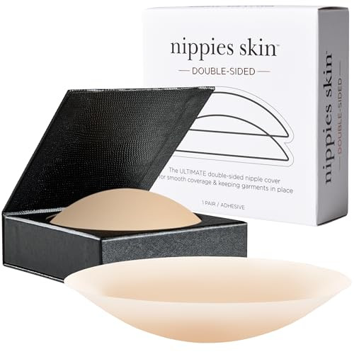 Nippies Double-Sided Adhesive Nipple Covers for Women, Secure Fit Reusable Silicone Pasties for A-C Cups, Fashion Tape Alternative, Skin & Fabric Stick, Seamless Invisible Coverage - Crème | Amazon (US)