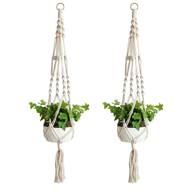 TSV 1/2pcs Macrame Plant Hanger Hanging Planter, Flower Pot Plant Holder Decorations, Home Flower... | Walmart (US)