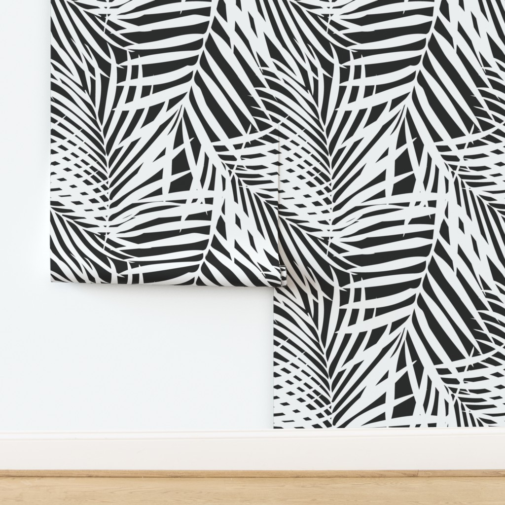 fronds white on black Wallpaper bydanika_herrick | Spoonflower