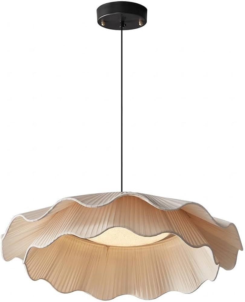 Pleated Wavy Fabric Pendant Light Handmade Adjustable Brass Ruffled Pendant lamp for Dining Room ... | Amazon (US)