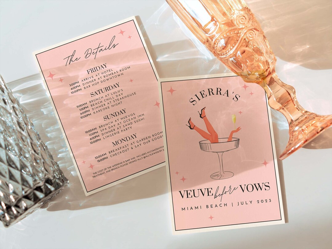 Veuve Before Vows Bachelorette Party Itinerary and Invitation Template, Last Rendez Veuve, Editab... | Etsy (US)