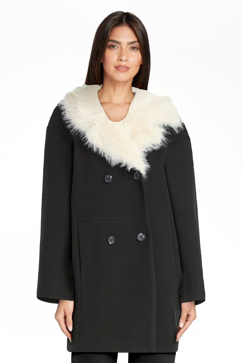 Scoop Women's and Women's Plus Oversized Faux Fur Collar Coat, Heavyweight, Sizes XS-4X | Walmart (US)
