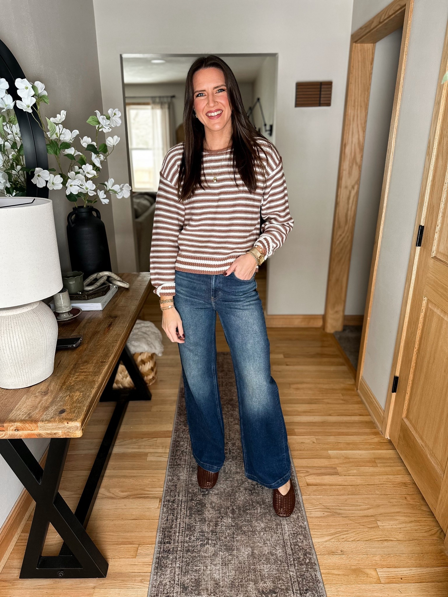 These wide leg jeans from @gap are part of the GapJeans Event + my code REBECCA15 will give you an additional 15% off! These have been a go to pair for months and were even in my Fall Capsule Wardrobe. I’m in the 26 long for reference. #gappartner #howyouwweargap 
