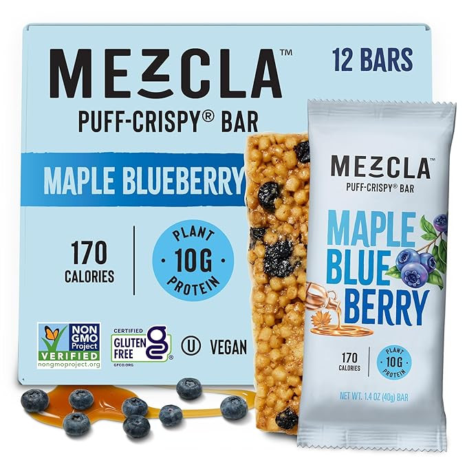 Mezcla Vegan Protein Bars, Gluten Free Snack Made with Pea Protein, Organic Vanilla, Blueberries ... | Amazon (US)