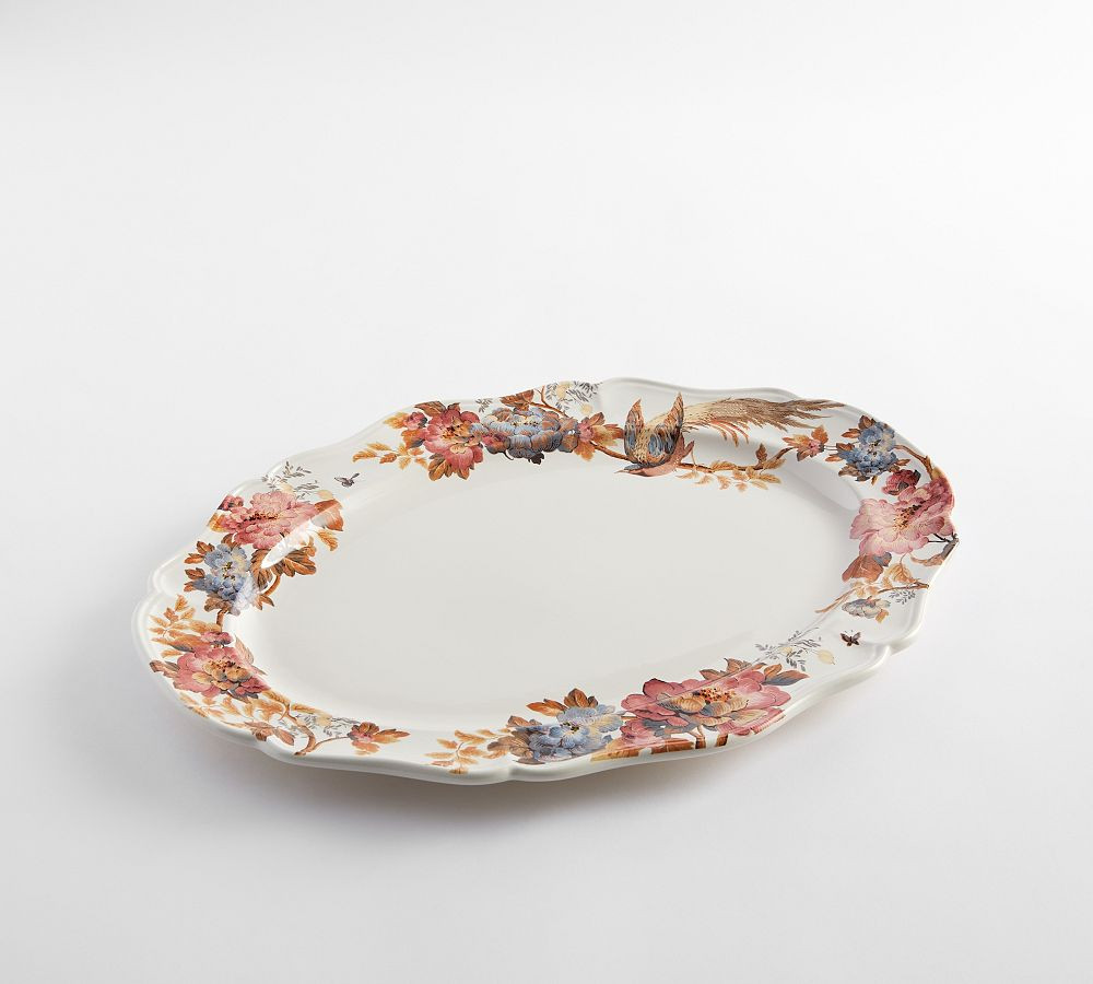 Piper Floral Bird Oval Turkey Serving Platter | Pottery Barn (US)