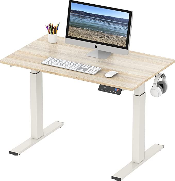 SHW Memory Preset Electric Height Adjustable Standing Desk, 40 x 24 Inches, Maple | Amazon (US)