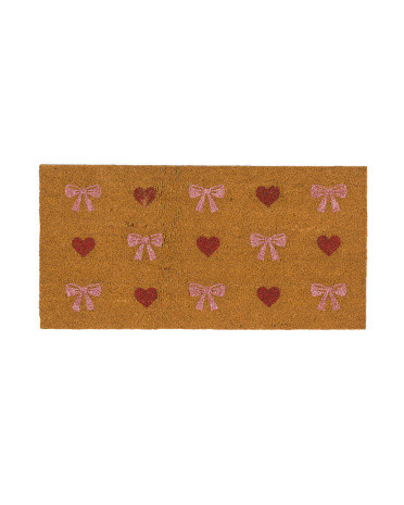 20x40 Bows And Hearts Glitter Printed Coir Doormat | TJ Maxx