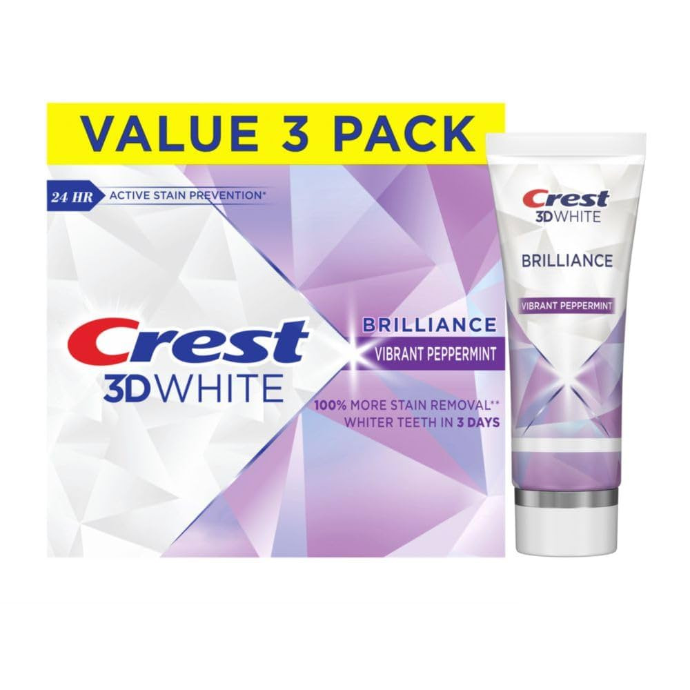 Crest 3D White Brilliance Vibrant Peppermint Teeth Whitening Toothpaste, 4.6 oz Pack of 3, Antica... | Amazon (US)
