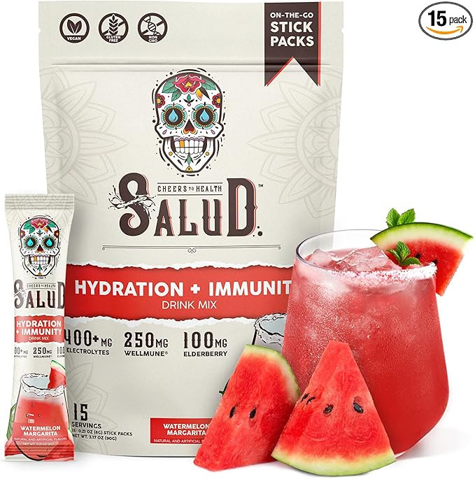 Salud 2-in-1 Hydration Packets + Immunity Electrolytes Powder, Watermelon Margarita - Agua Fresca... | Amazon (US)
