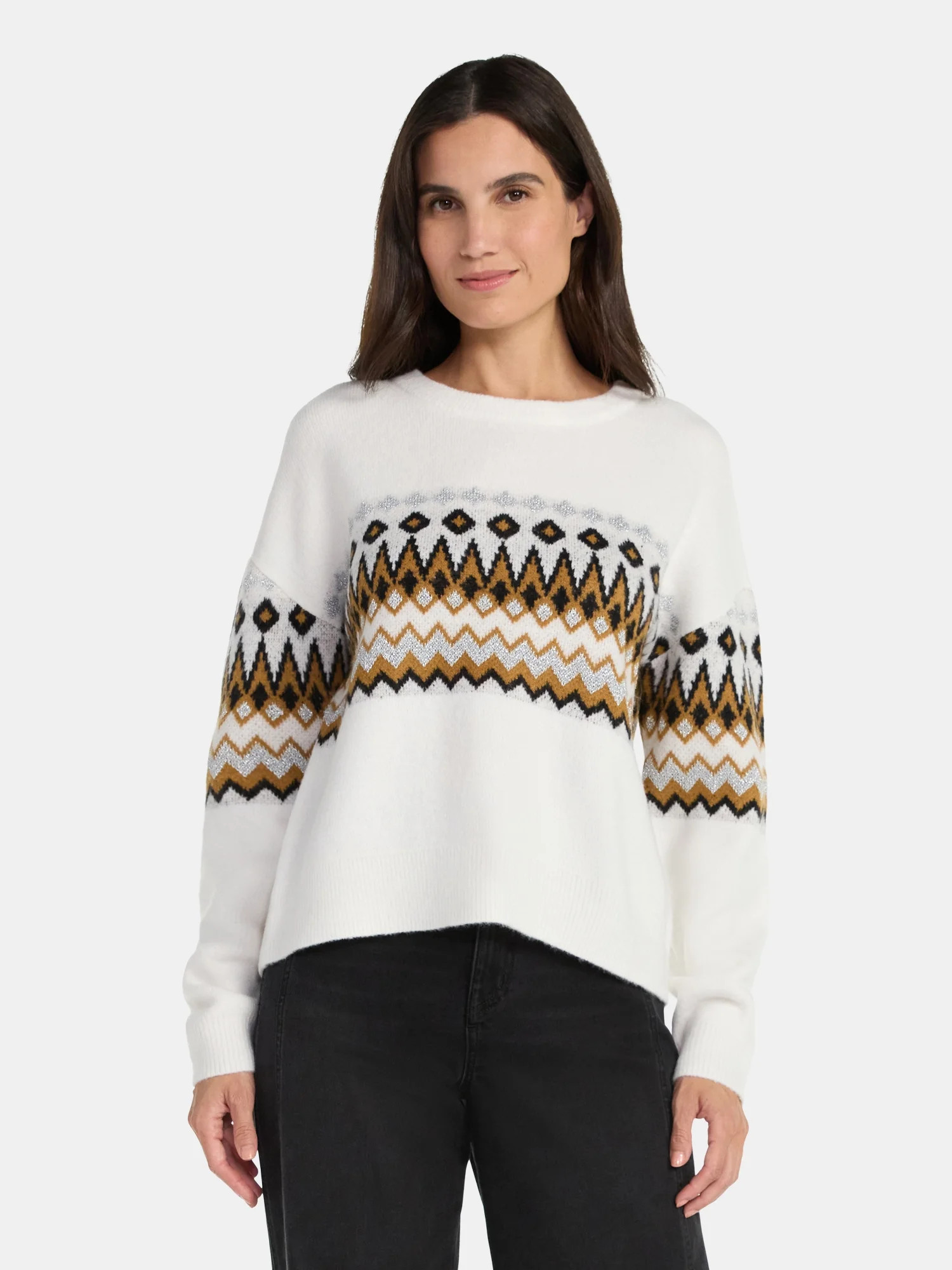 99 Jane Street Women's and Women's Plus Fair Isle Pullover Sweater, Midweight, Sizes XS-4X - Walm... | Walmart (US)
