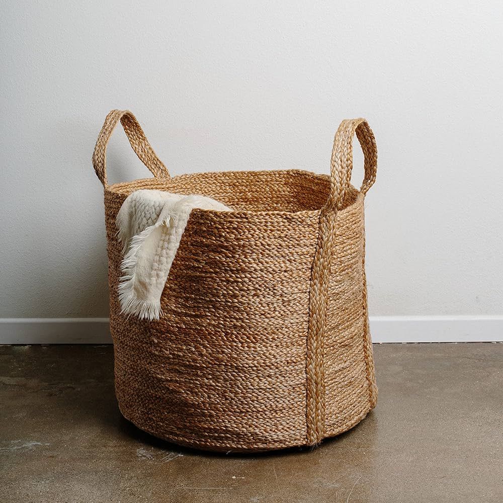 GooBloo Large Woven Storage Basket 100% Jute - 17 x 17” Tall Decorative Jute Rope Basket for Li... | Amazon (US)