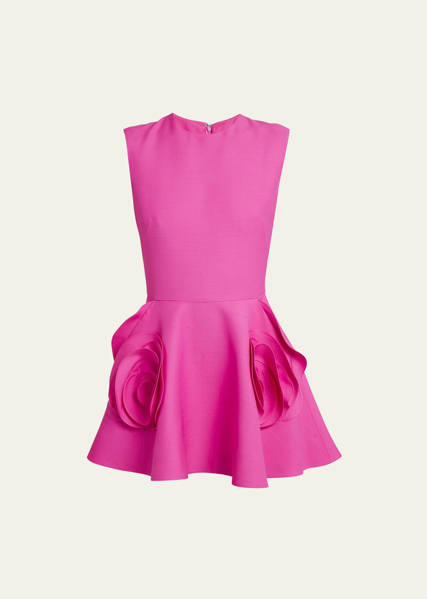 Valentino Garavani Crepe Couture Fit-And-Flare Mini Dress with Rosette Details | Bergdorf Goodman