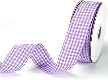 Purple and White Gingham Ribbon 1 inch Plaid Ribbon Flower Bouquet Wreath Gift Wrapping Checked R... | Amazon (US)