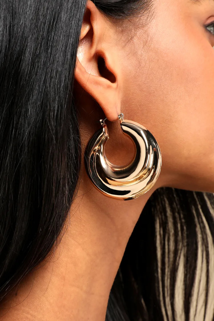 Virginia 14KT Gold Chunky Hoop Earrings | Lulus