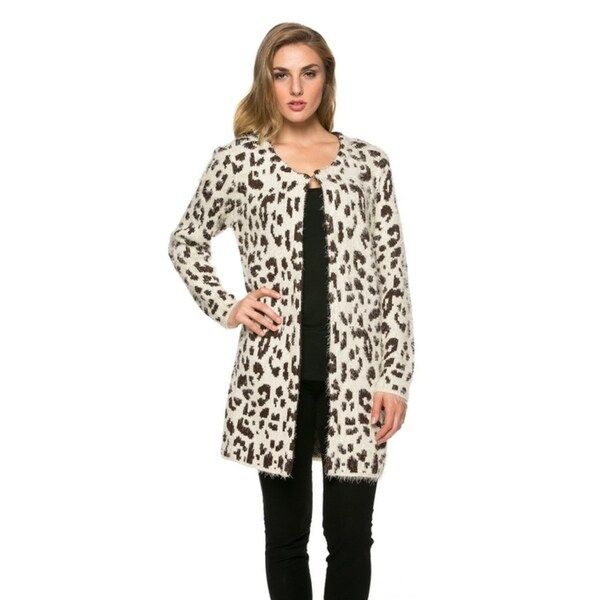 Women's Animal-Print Fluffy Thick Knit Cardigan | Bed Bath & Beyond