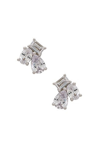 The Pave Amalfi Huggies in Silver | Revolve Clothing (Global)