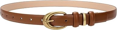 TRIWORKS Women Leather Belt for Jeans Pants Fashion Ladies Skinny Faux Leather Dress belt with Go... | Amazon (US)