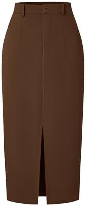 ZESICA Pencil Midi Skirt for Women 2026 Summer High Waisted Slit Bodycon Long Skirts Business Cas... | Amazon (US)