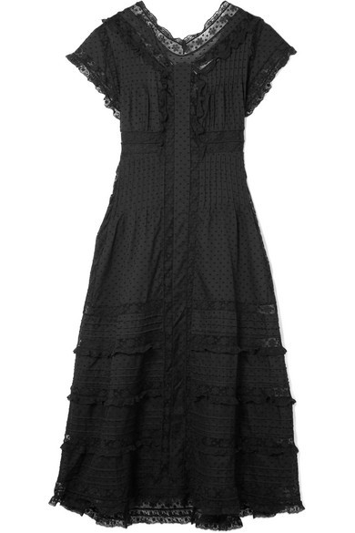 Zimmermann - Iris Lace-trimmed Fil Coupé Cotton-voile Midi Dress - Black | NET-A-PORTER (US)