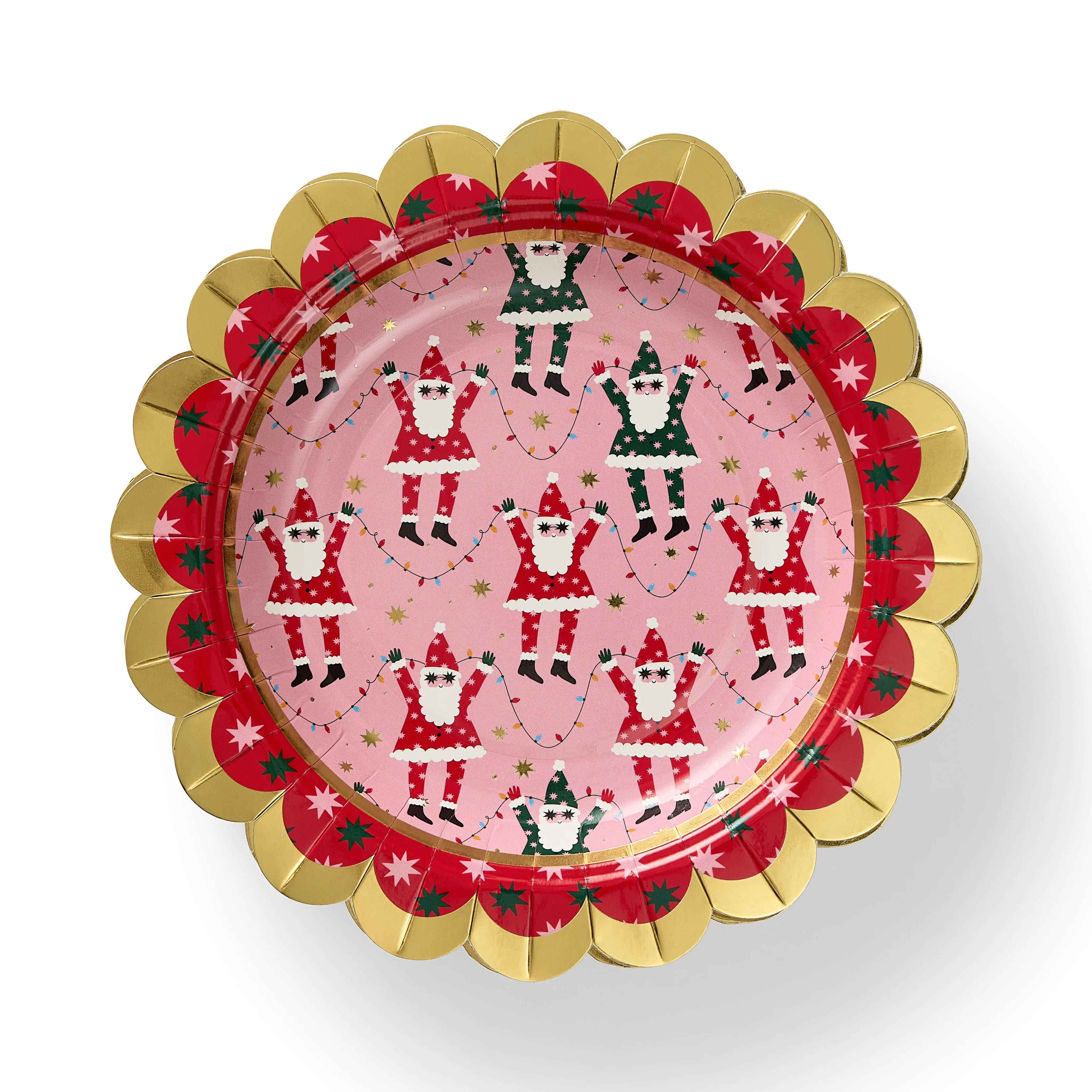 Packed Party Santa 7" Paper Dessert Plates with Gold Foil, 10 Count | Walmart (US)