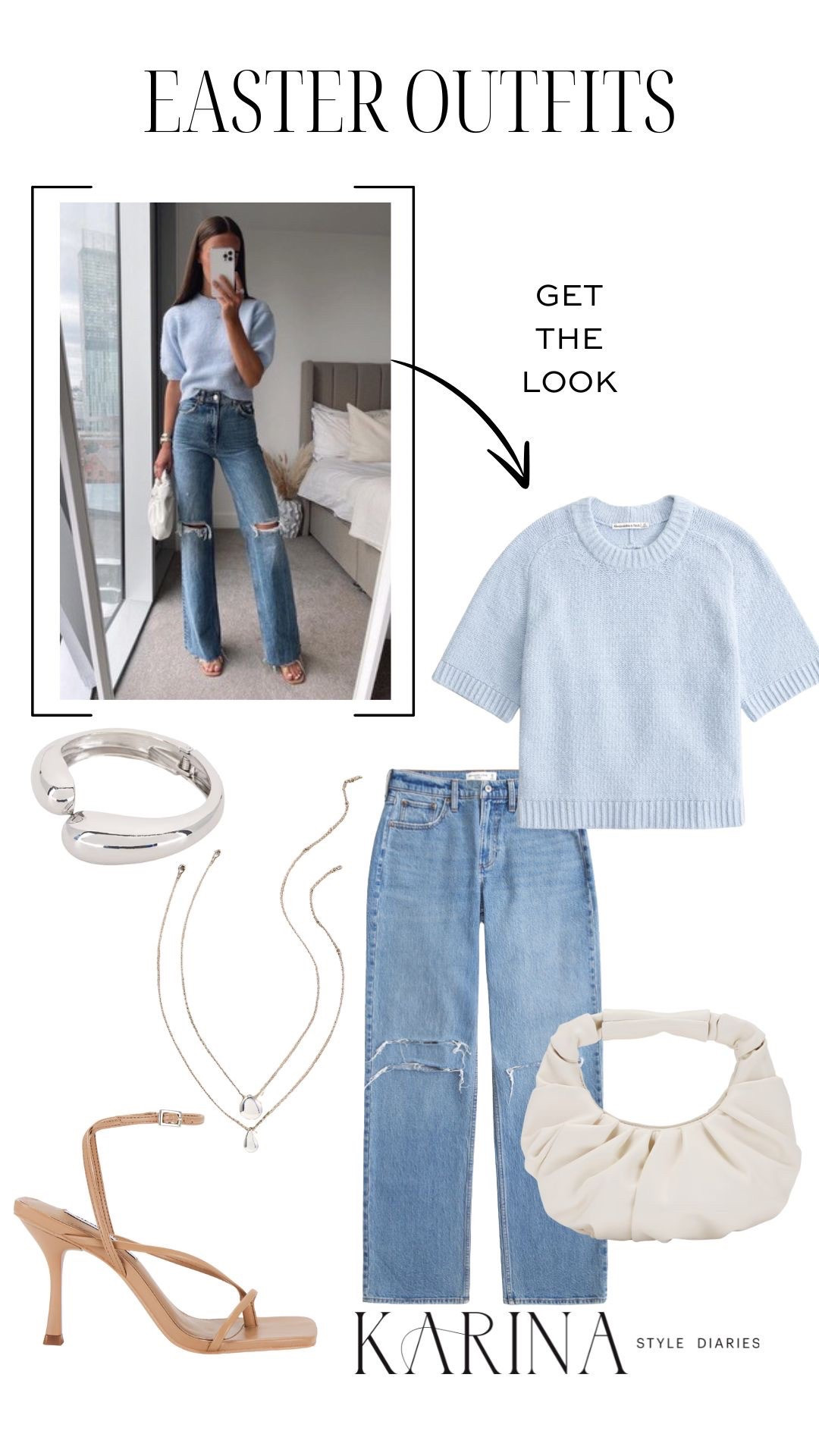 When dressing for the spring, pastel hues are a must! 🩵 This casual Easter outfit would be ideal for a family lunch or neighborhood get-together. It features several spring outfit staples that would be easy to mix and match with other pieces in your closet. Also, this sweater tee is such a great top to have on hand for transitional weather (and it’s currently on sale for under $40!) Another fave? These Abercrombie jeans, which are an attainable price point (under $70) and come in several washes. 

#LTKSpringSale #LTKSeasonal #LTKFindsUnder50