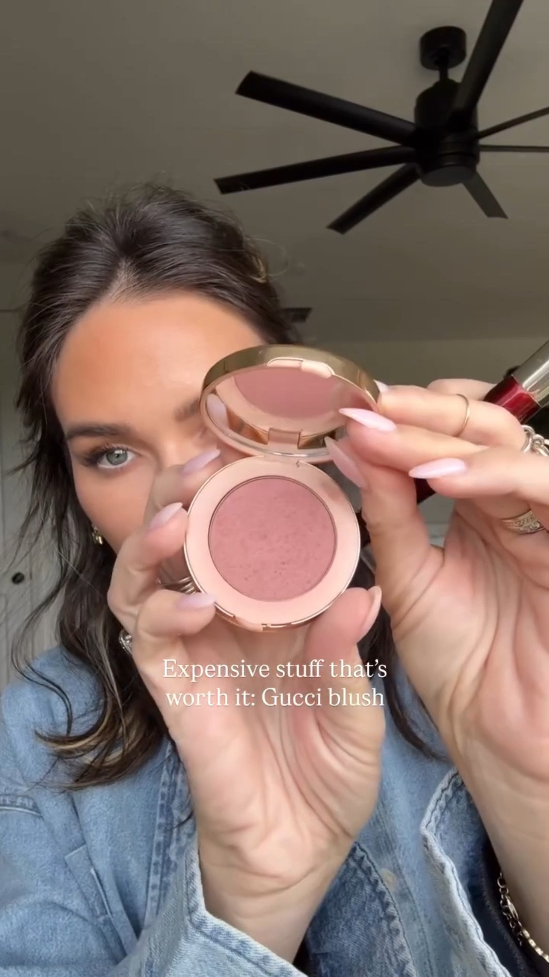In the words of @bethennyfrankel 🎀 Gucci luminous matte beauty blush in rosy beige is my holy grail tawny blush

Aritzia denim shirt 
Bk beauty 107 flat brush (on sale!!!)

#LTKselfcare #LTKSaleAlert #LTKBeauty