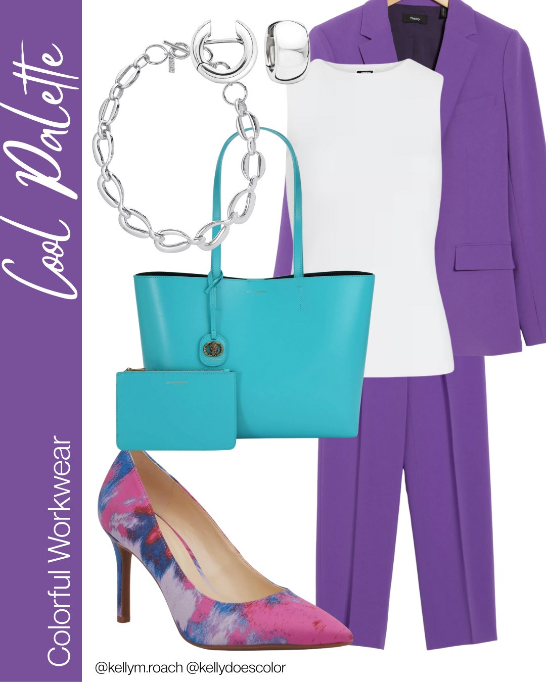 Colorful workwear for the Cool Palette brings mid-depth pinks, purples, blues and teals to the board room. Don't be afraid to embrace these colors in your office outfits! 

 #LTKOver40 #LTKStyleTip #LTKWorkwear
