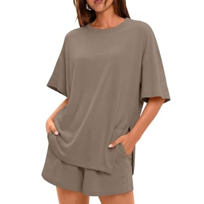 Trendy Queen 2 Piece Summer Set Oversized Top & Loose Fit Shorts with Pockets | Amazon (US)