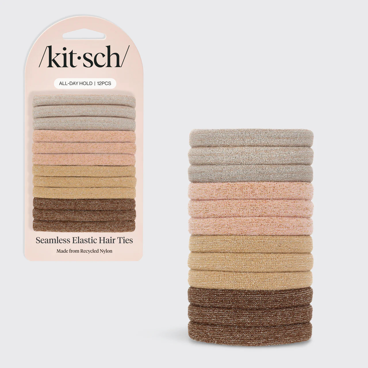 Neutral Glitter Elastics 12pc Set | Kitsch