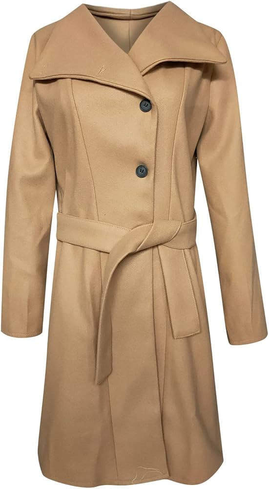 FAVIPT Wool Trench Coats for Women Winter Fall Fashion Notch Collar Pea Coats Plus Size Long Jackets | Amazon (US)