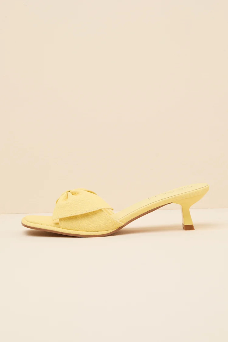 Pompano Yellow Bow Kitten Heel Slide Sandals | Lulus